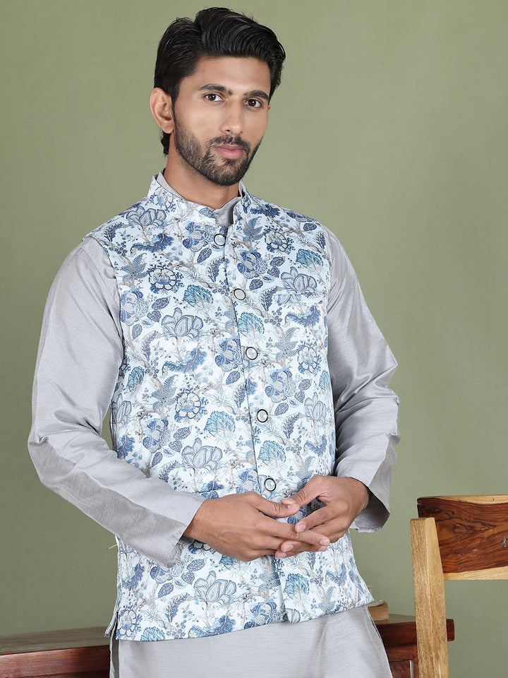 Floral Printed Nehru Jacket.