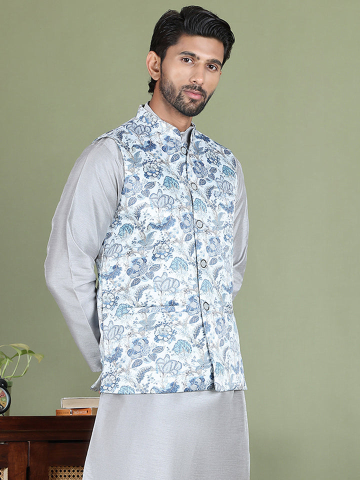 Floral Printed Nehru Jacket.
