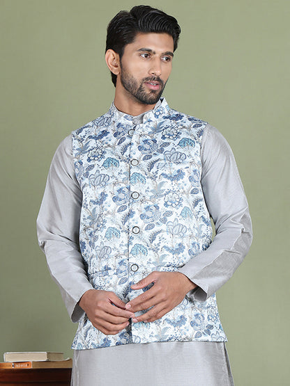 Floral Printed Nehru Jacket.