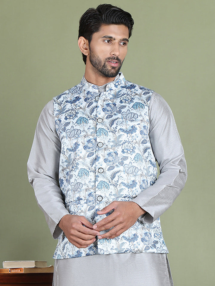 Floral Printed Nehru Jacket.