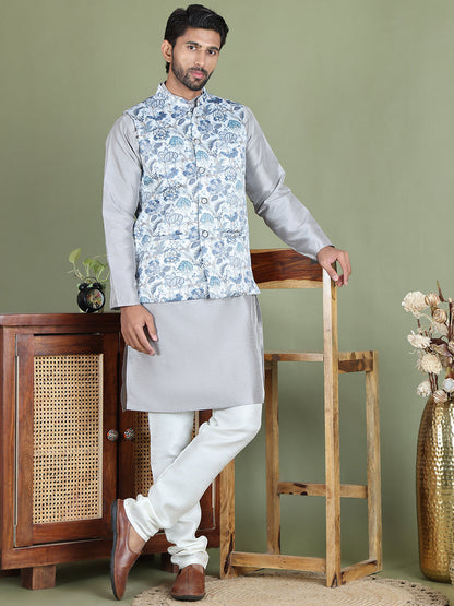 Floral Printed Nehru Jacket.
