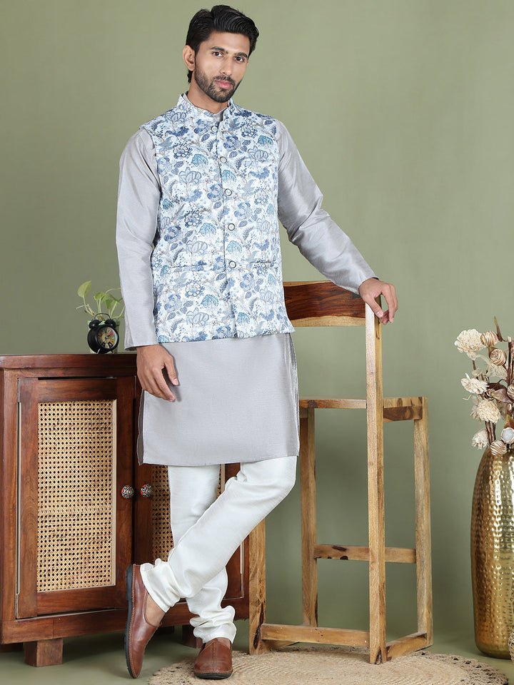 Floral Printed Nehru Jacket.