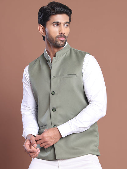 Solid Nehru Jacket For Men