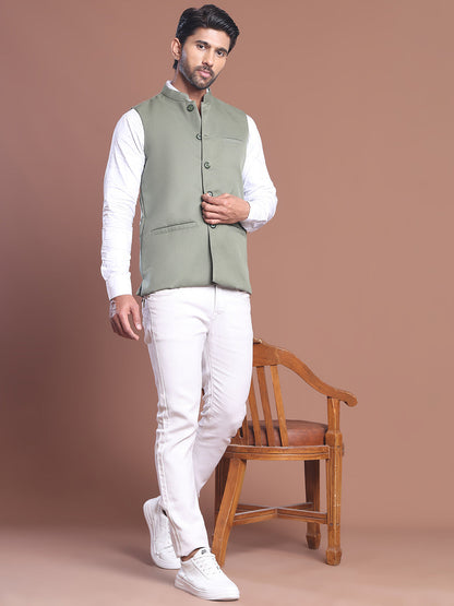Solid Nehru Jacket For Men