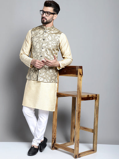 Men'S Woven Design Nehru Jacket.