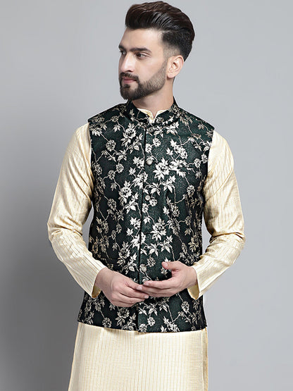 Men'S Woven Design Nehru Jacket.