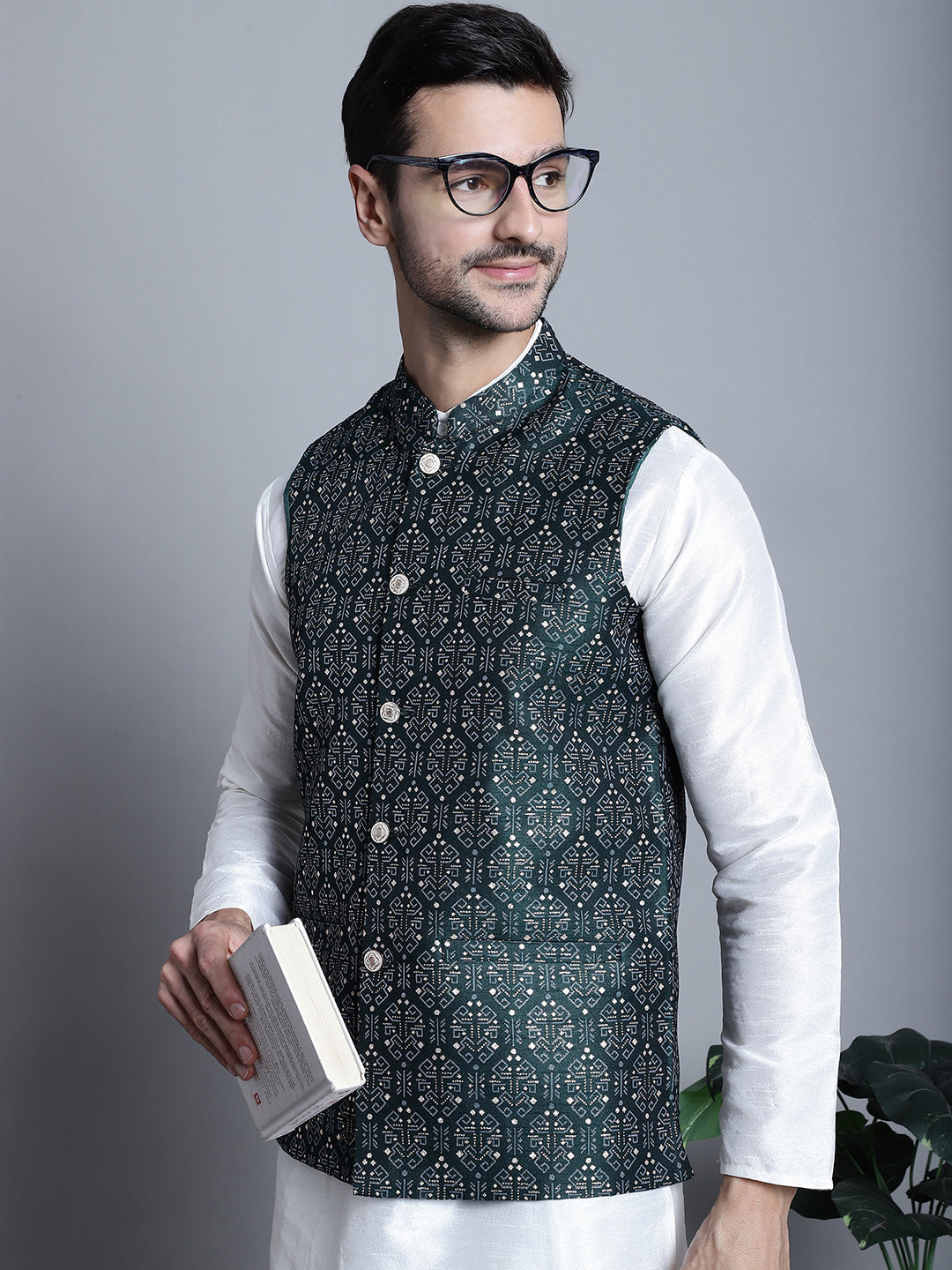 Men'S Printed Nehru Jacket