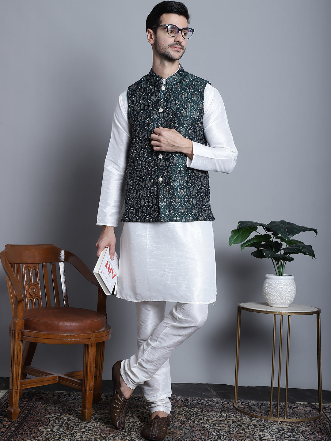 Men'S Printed Nehru Jacket