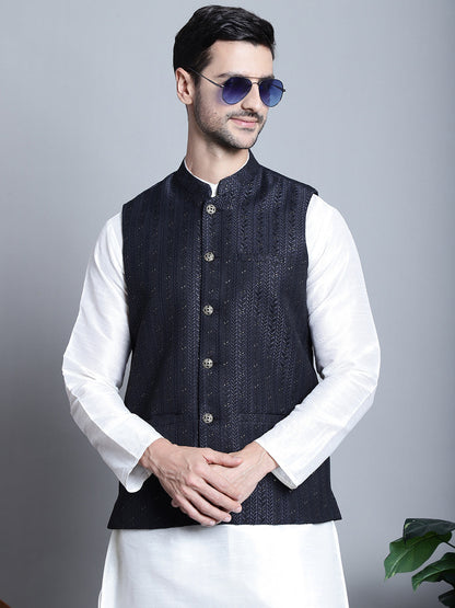 Men'S Woven Design Nehru Jacket