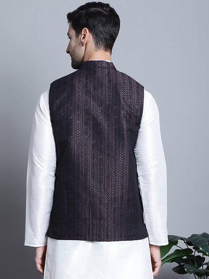 Men'S Woven Design Nehru Jacket