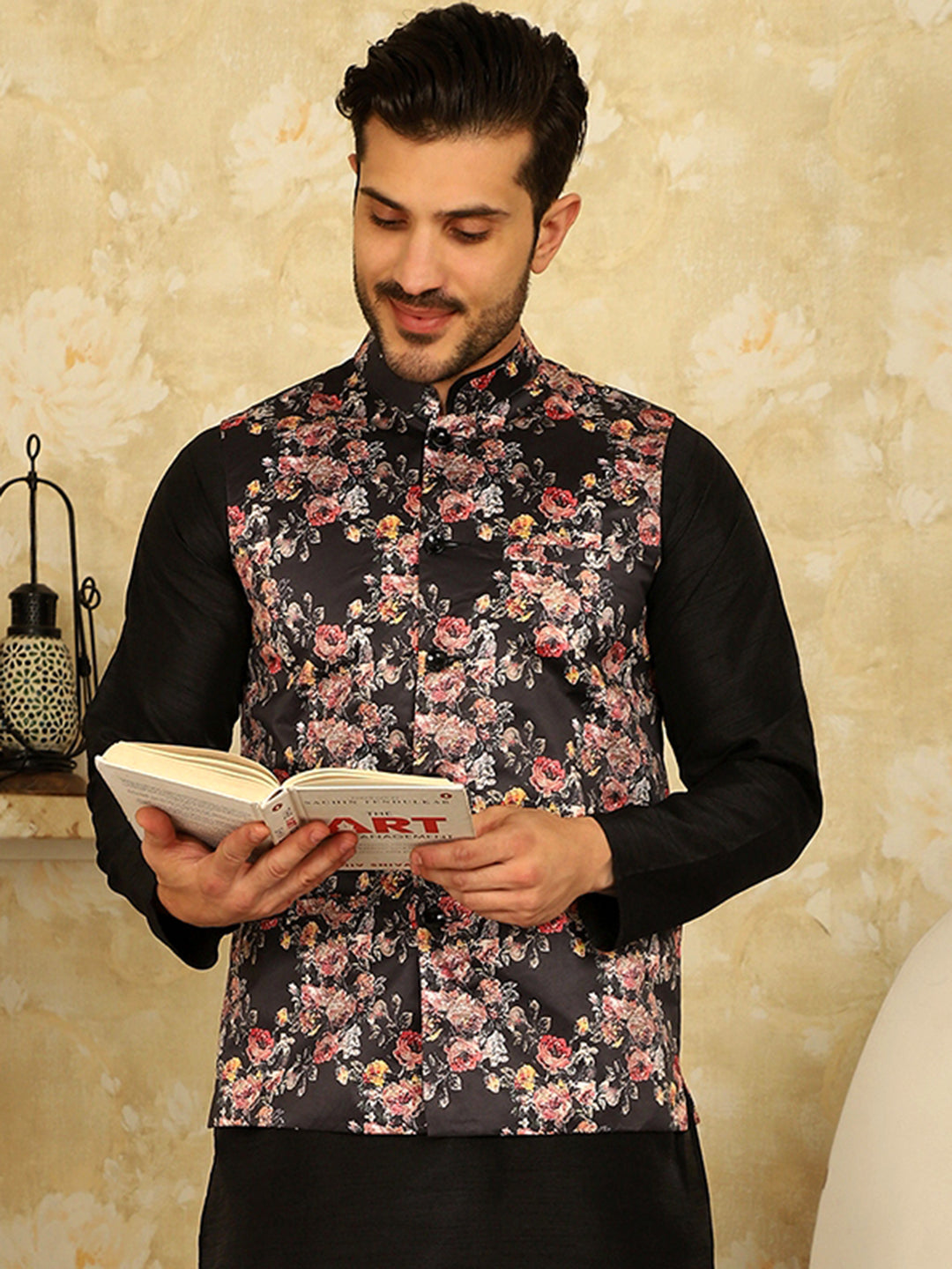 Floral Printed Nehru Jacket.