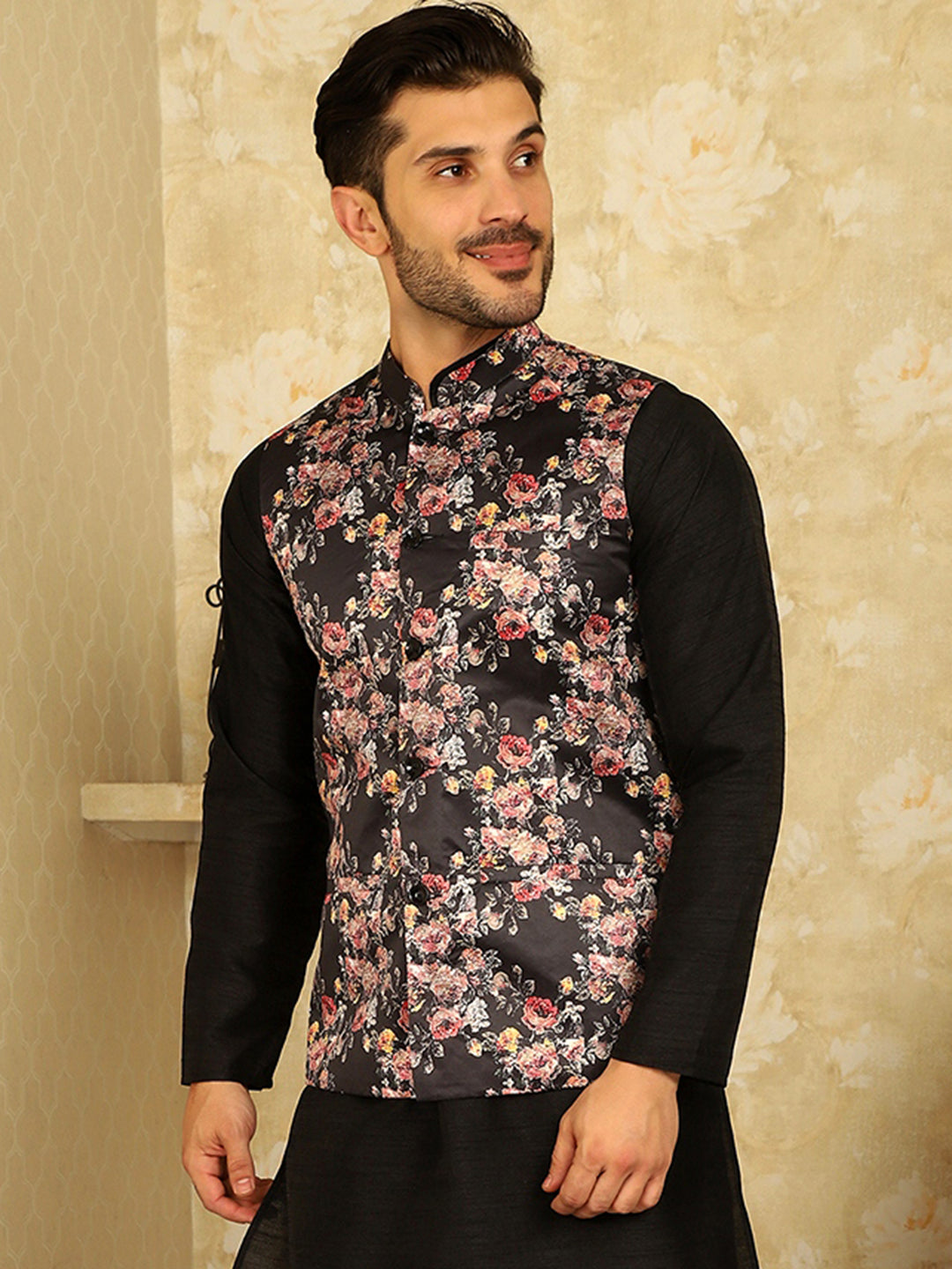 Floral Printed Nehru Jacket.