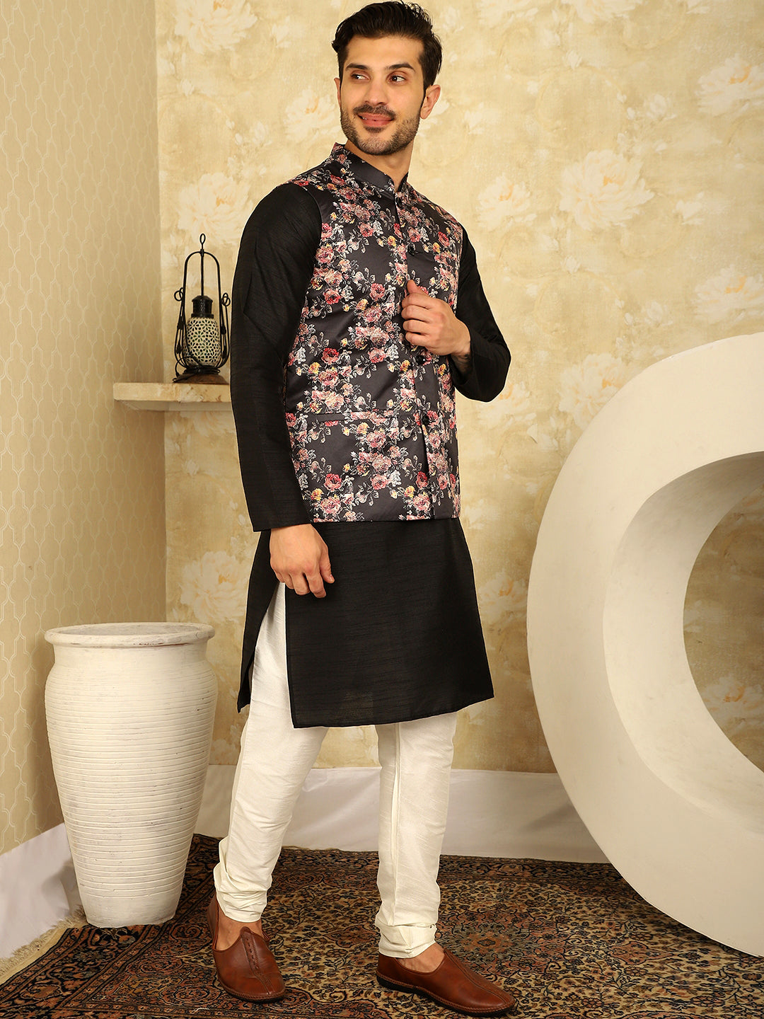 Floral Printed Nehru Jacket.