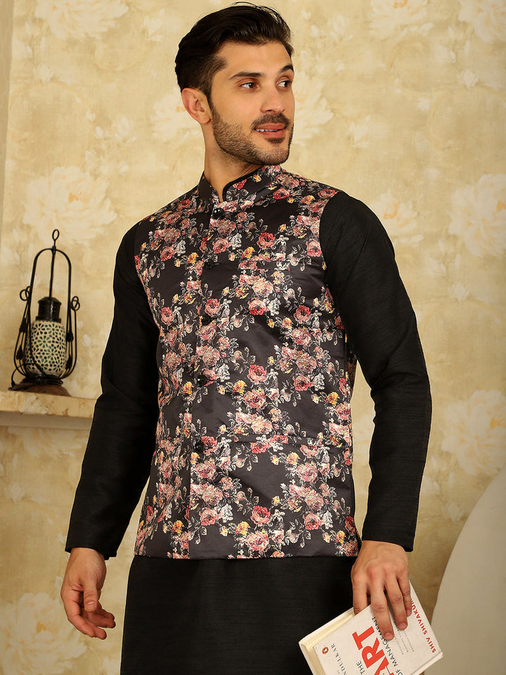 Floral Printed Nehru Jacket.
