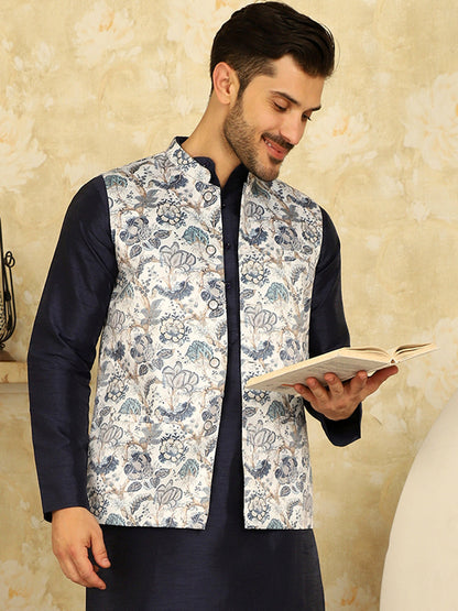 Floral Printed Nehru Jacket.