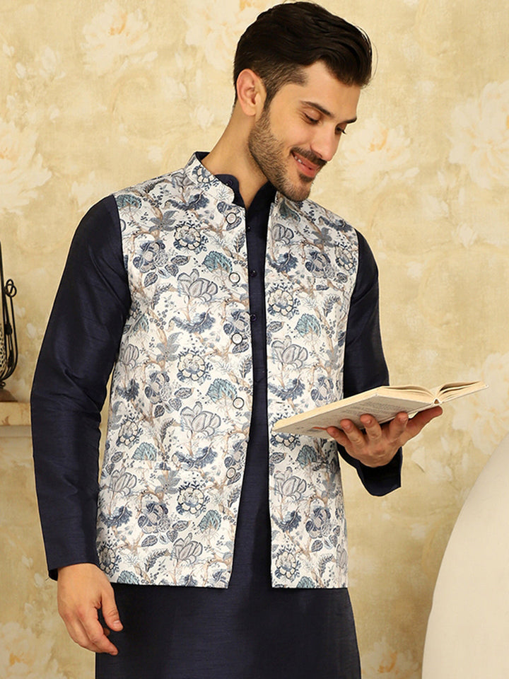 Floral Printed Nehru Jacket.