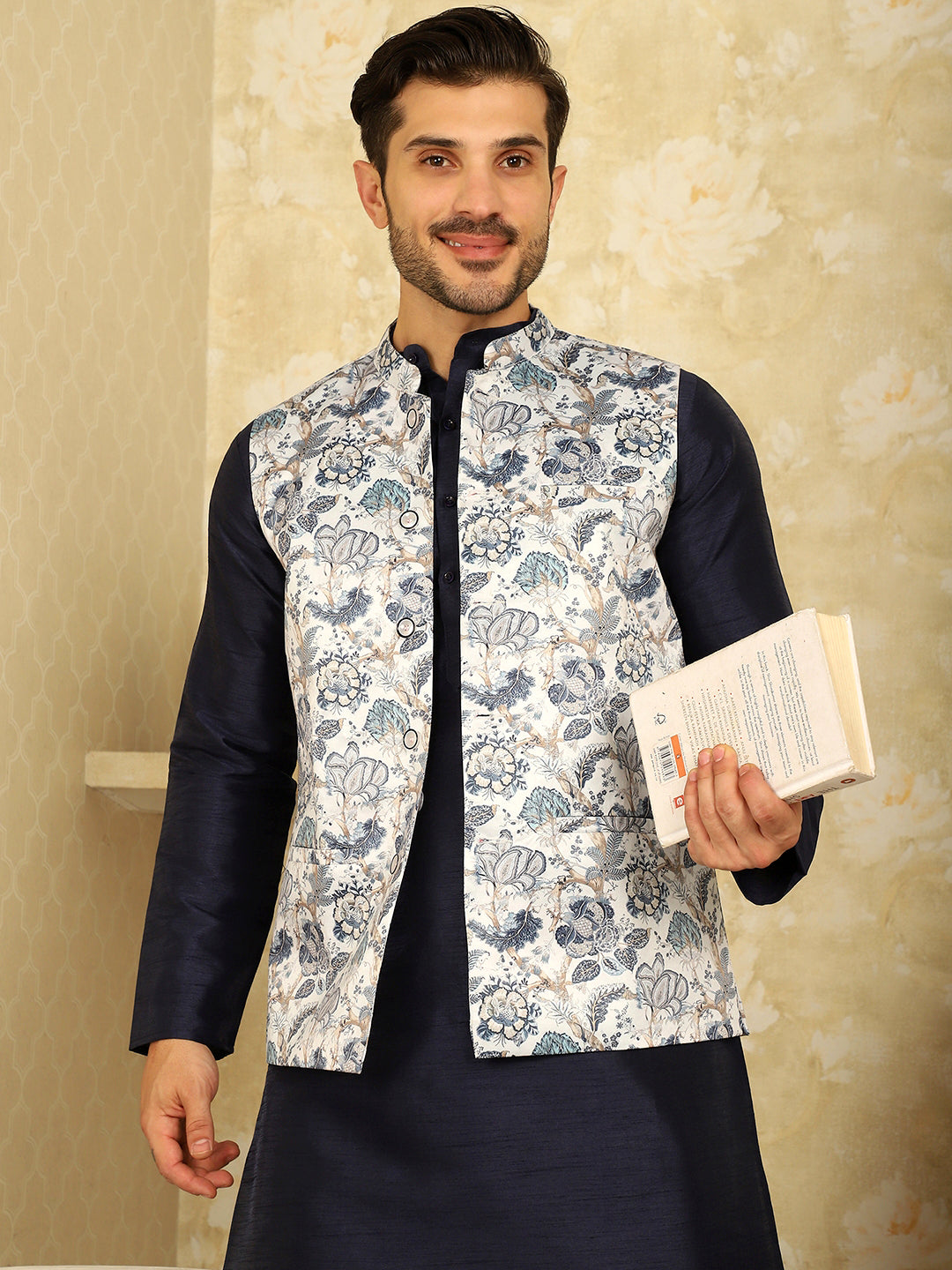 Floral Printed Nehru Jacket.