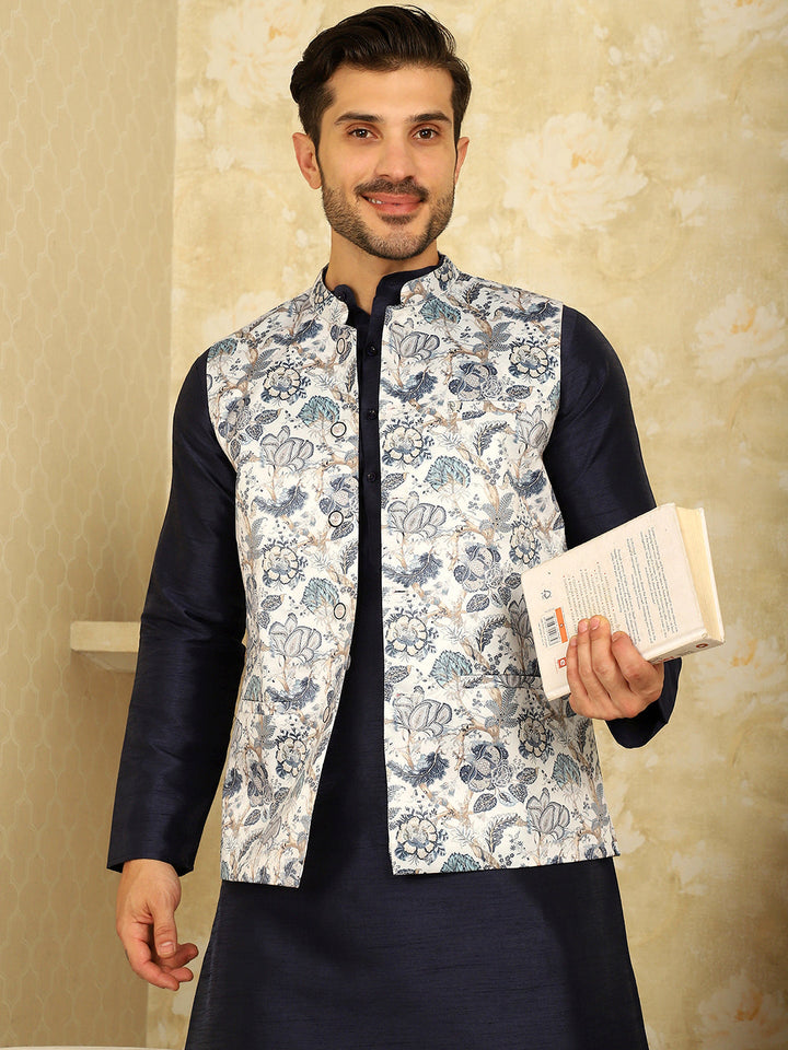Floral Printed Nehru Jacket.