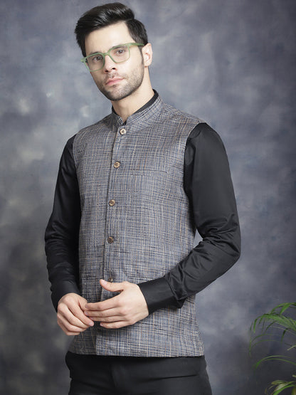 Men'S Woven Design Nehru Jacket