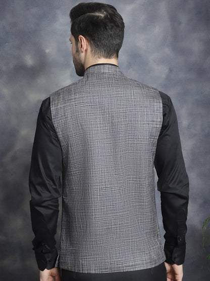 Men'S Woven Design Nehru Jacket