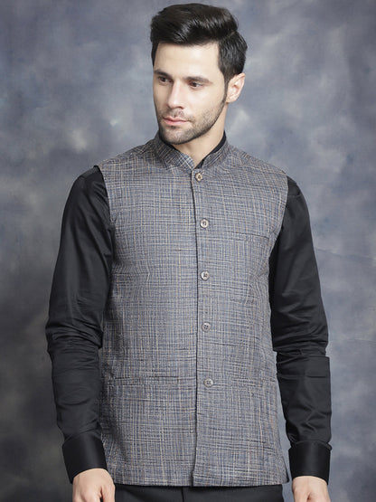 Men'S Woven Design Nehru Jacket