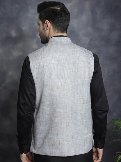 Men'S Woven Design Nehru Jacket