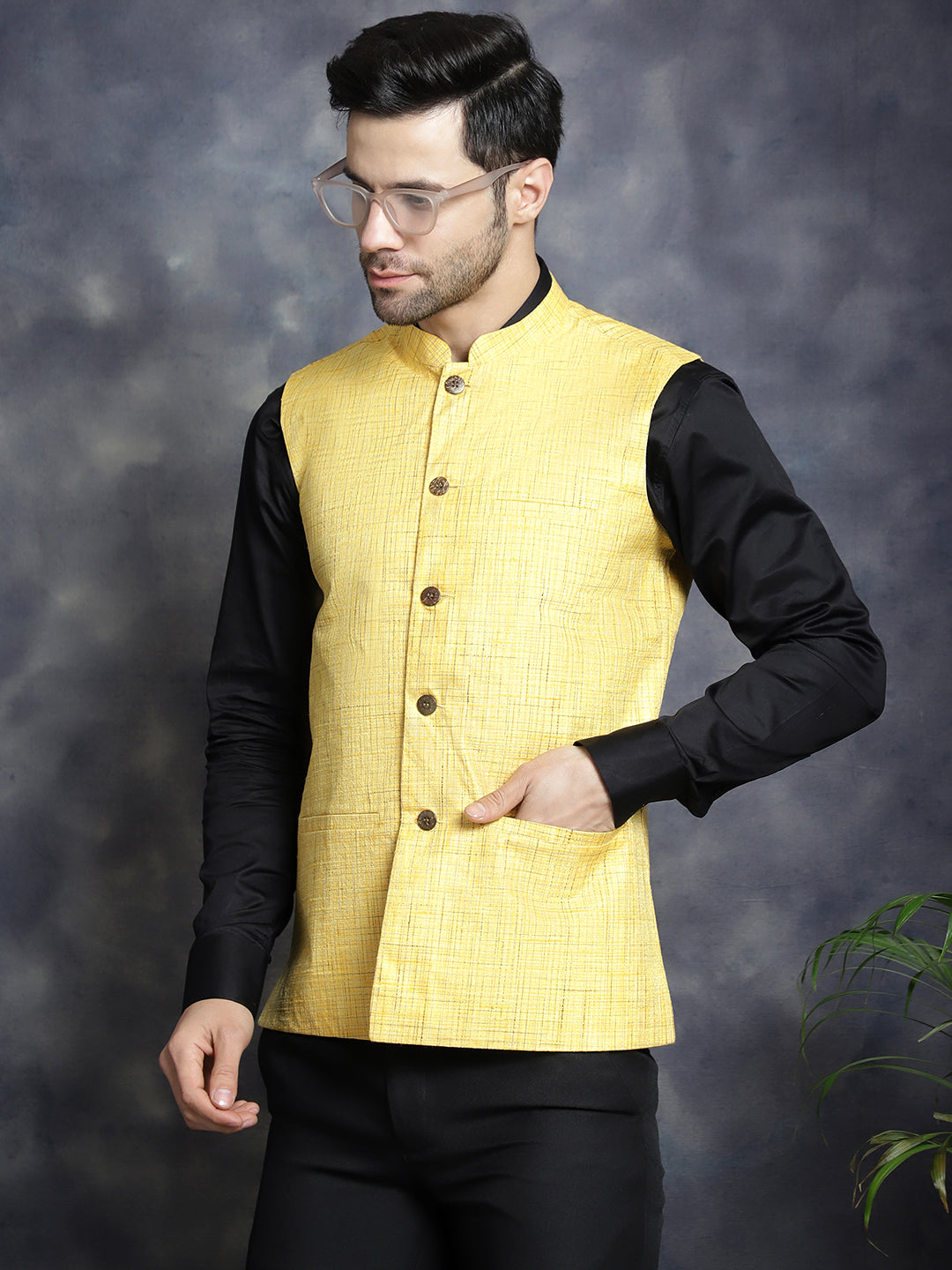 Men'S Woven Design Nehru Jacket