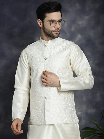 Men'S Sequins And Embroidered Nehru Jacket.
