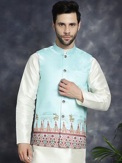 Men'S Printed Nehru Jacket.