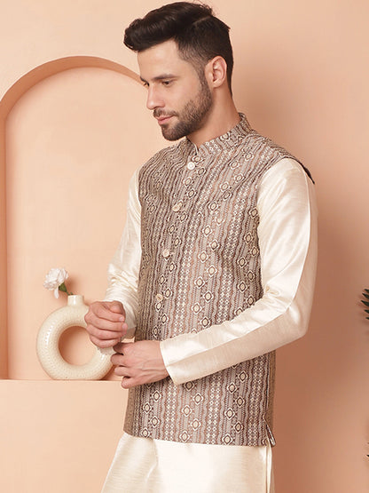 Men'S Woven Design Nehru Jacket.
