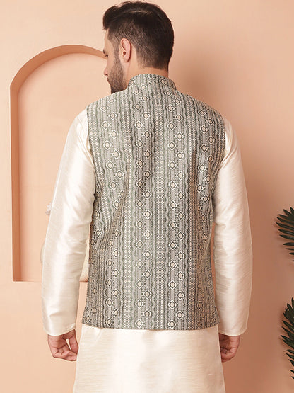 Men'S Woven Design Nehru Jacket.