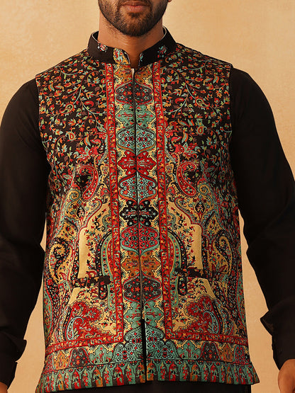 Printed Velvet Nehru Jacket