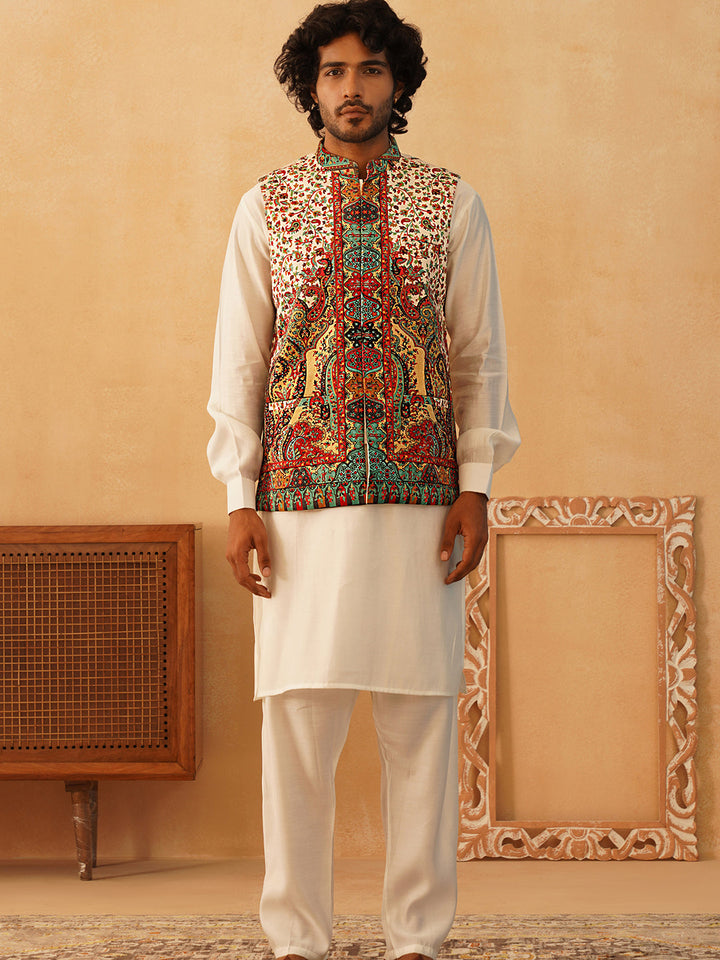 Printed Velvet Nehru Jacket