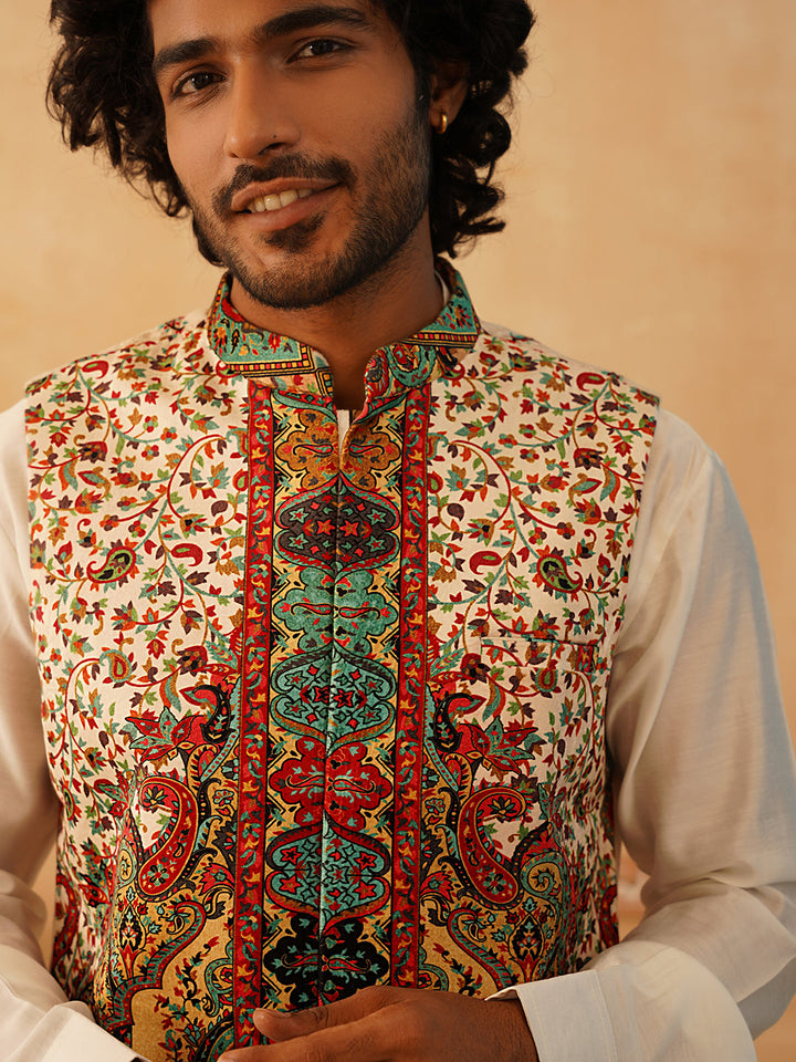 Printed Velvet Nehru Jacket
