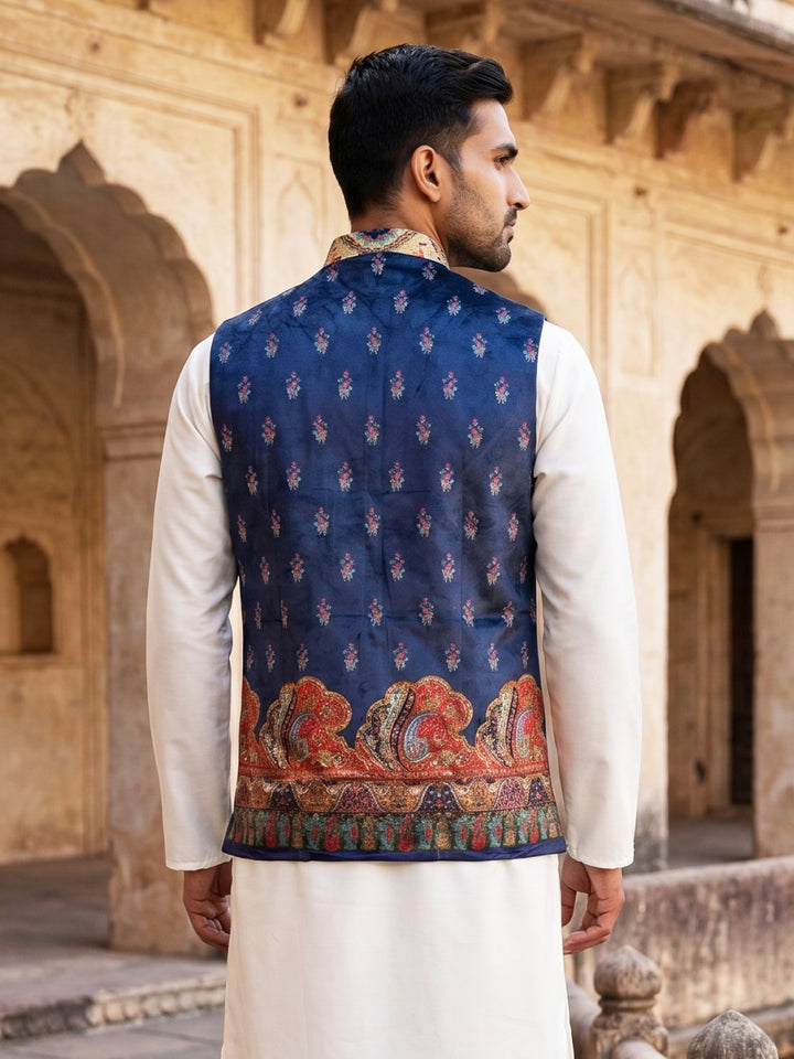 Printed Velvet Nehru Jacket