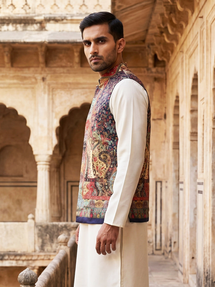 Printed Velvet Nehru Jacket