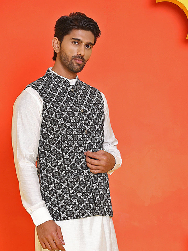 Embroidered Viscose Rayon Nehru Jacket