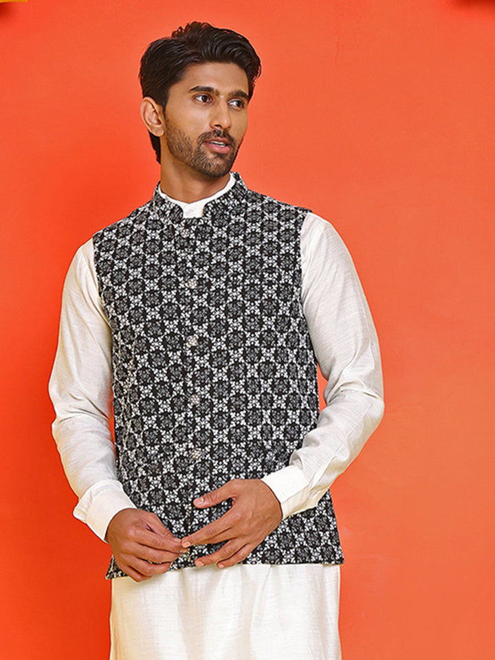 Embroidered Viscose Rayon Nehru Jacket