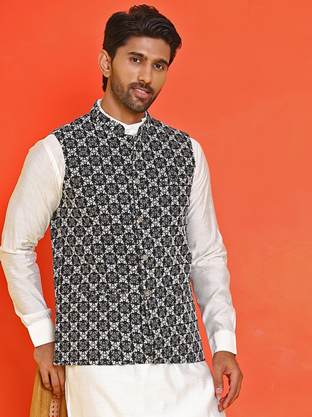 Embroidered Viscose Rayon Nehru Jacket