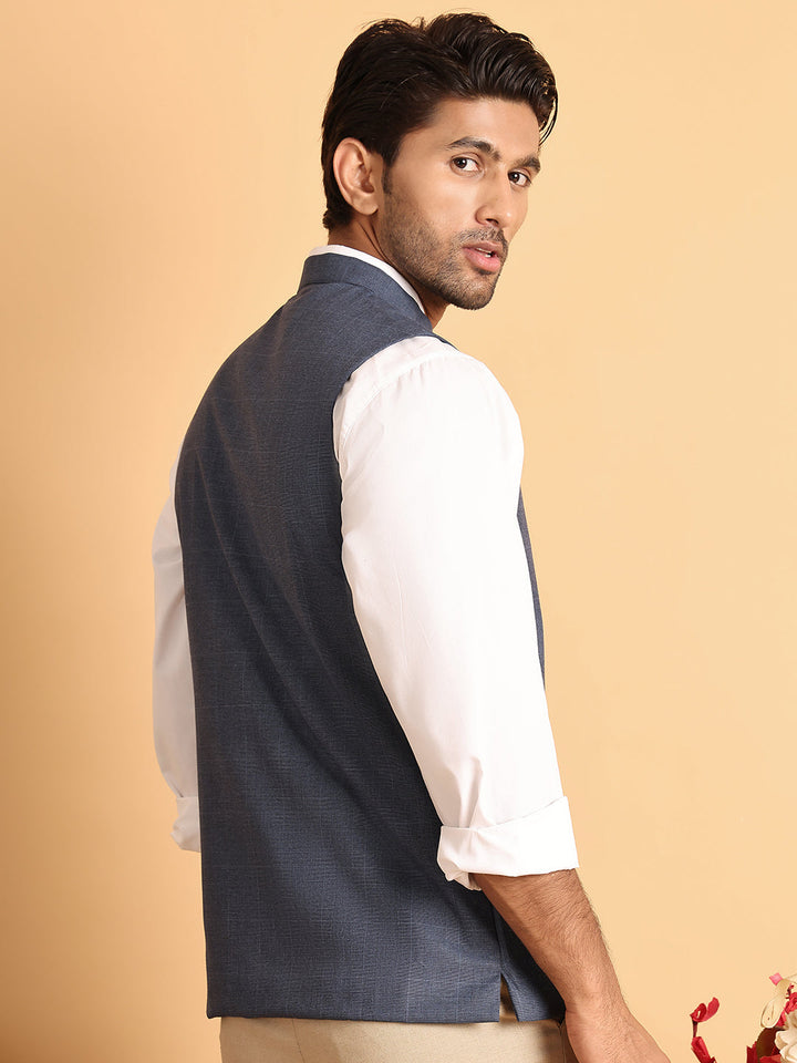 Checked Nehru Jacket For Men