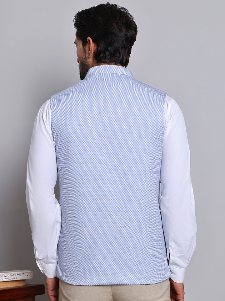 Woven Design Nehru Jacket For Men