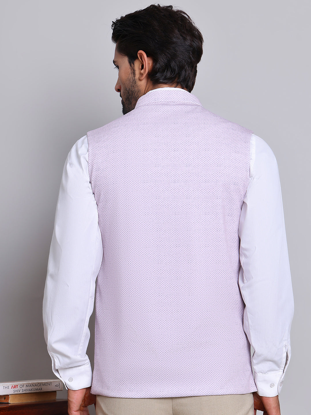 Woven Design Nehru Jacket For Men