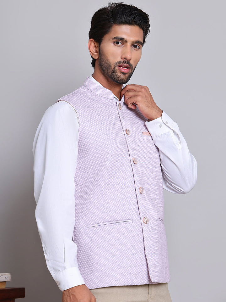 Woven Design Nehru Jacket For Men