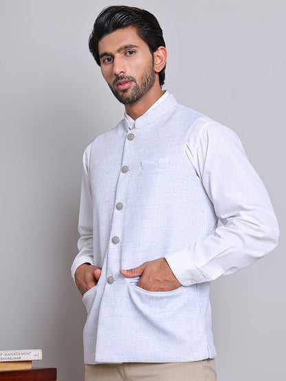 Woven Design Nehru Jacket For Men