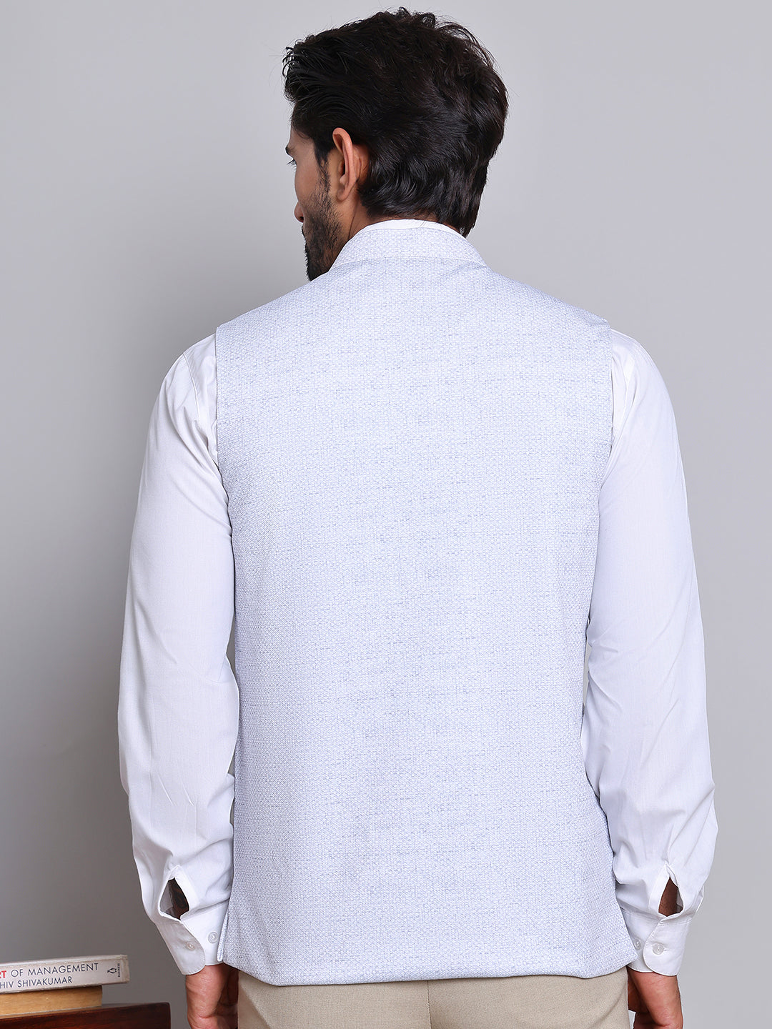 Woven Design Nehru Jacket For Men