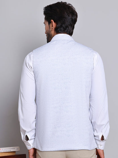 Woven Design Nehru Jacket For Men