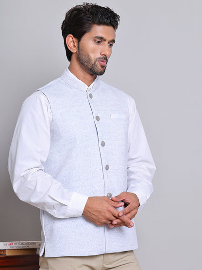 Woven Design Nehru Jacket For Men