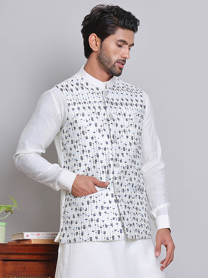 Embroidered Nehru Jacket For Men
