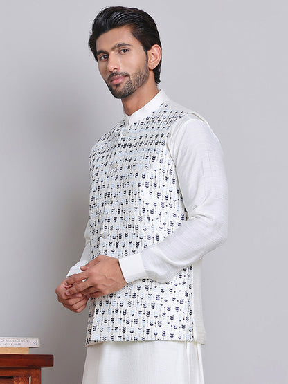 Embroidered Nehru Jacket For Men