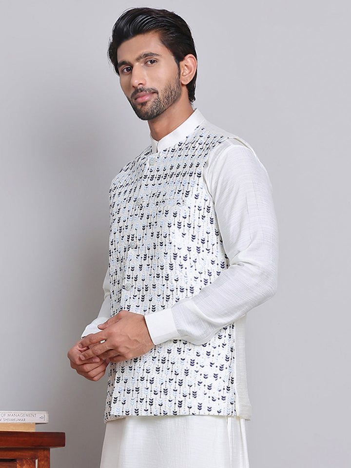 Embroidered Nehru Jacket For Men